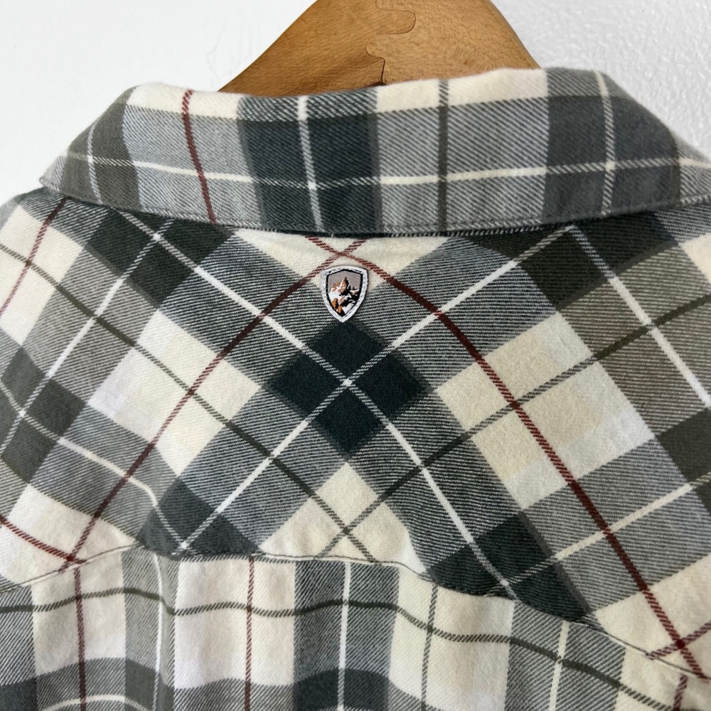 Kuhl Womens Green Plaid Flannel Snap Front Shirt Corduroy Trim Size L - Picture 5 of 6